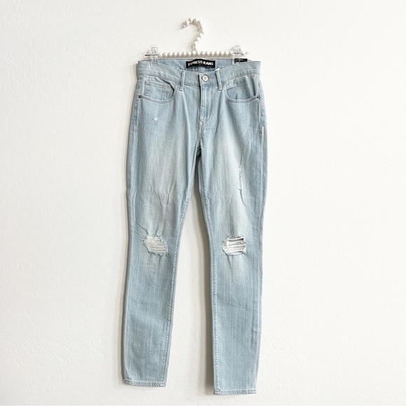 NEW Express Women's Mid-Rise Legging Skinny Jeans Ripped Knee Light Wash 4 NWT - Picture 1 of 8